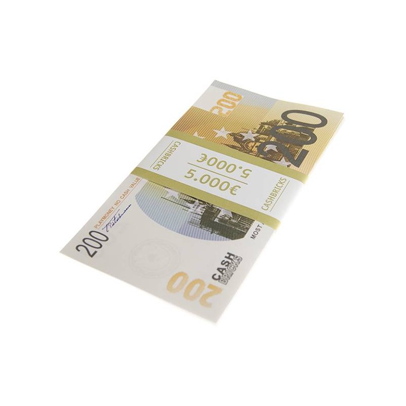 Bundel van "25 nepbiljetten van 200€" - imitatie bankpapier - beide zijden bedrukt.