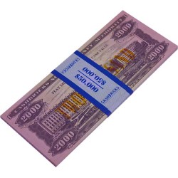 Pack of "25 counterfeit $200 bills" - bank paper imitation - printed on both sides.