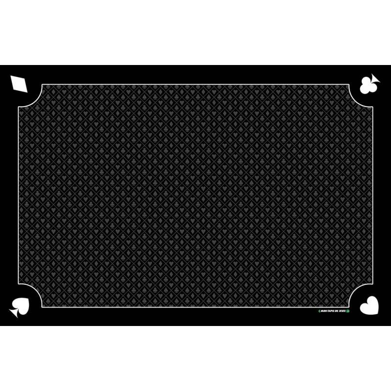 Tapis de belote "CLASSIQUE NOIR" - jersey néoprène - 60 x 40 cm - rectangulaire