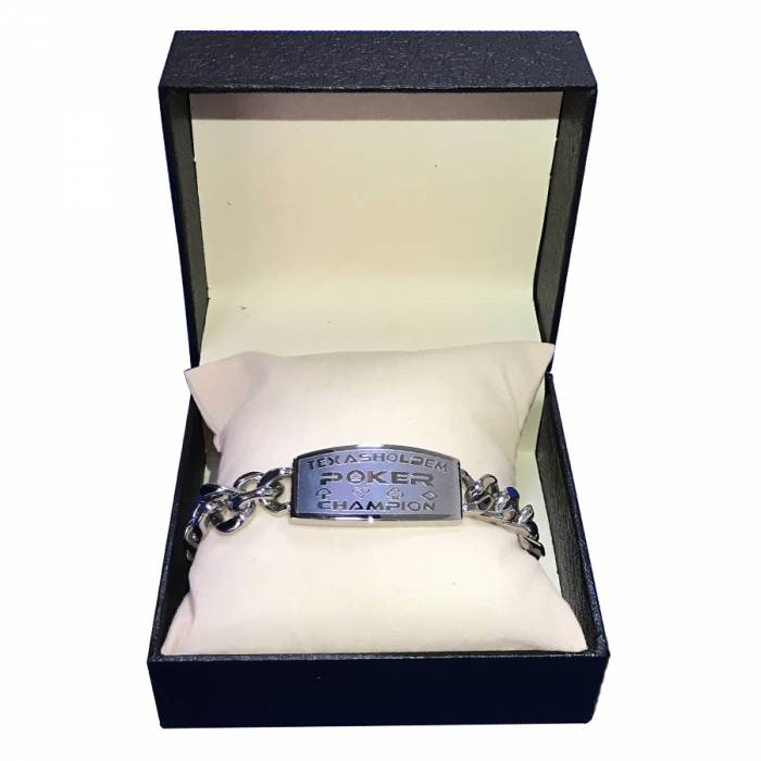 Bracelet "TEXAS HOLDEM CHAMPION - GOLD" - comes in a faux leather case.