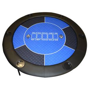 "Round NO LIMIT GREEN" poker table - with folding legs - neoprene jersey mat - 6 players.