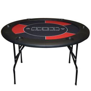 Mesa de poker redonda "NO LIMIT VERT" - 120 cm - con patas plegables - tapete de neopreno jersey - 6 jugadores