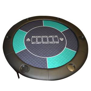 Mesa de póker redonda "NO LIMIT VERDE" - 120 cm - con patas plegables - tapete de neopreno jersey - 6 jugadores