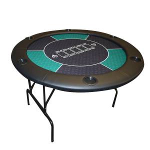 Mesa de poker redonda "NO LIMIT VERT" - 120 cm - con patas plegables - tapete de neopreno jersey - 6 jugadores