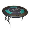 "Round NO LIMIT GREEN" poker table - with folding legs - neoprene jersey mat - 6 players.