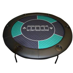 "Round NO LIMIT GREEN" poker table - with folding legs - neoprene jersey mat - 6 players.