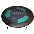 Ronde pokertafel "NO LIMIT GROEN" - met inklapbare poten - neopreen jersey tafelkleed - 6 spelers