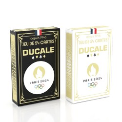 DUCALE "54 CARTES JO PARIS 2024 NOIR" translates to DUCALE "54 JO PARIS 2024 BLACK CARDS" in English.