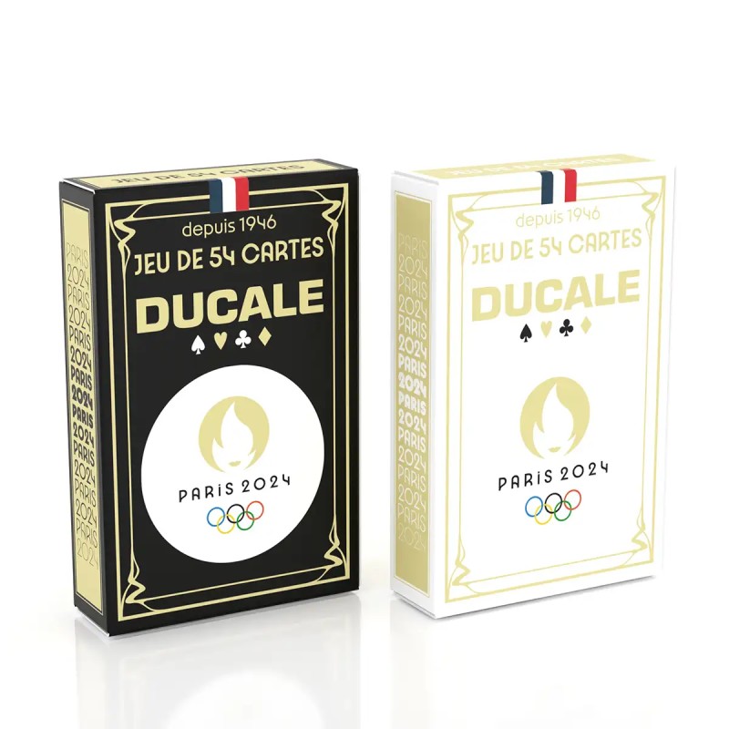 DUCALE "54 CARTES JO PARIS 2024 NOIR" se traduit en anglais par "DUCALE 54 PARIS 2024 OLYMPIC GAMES PLAYING CARDS BLACK".