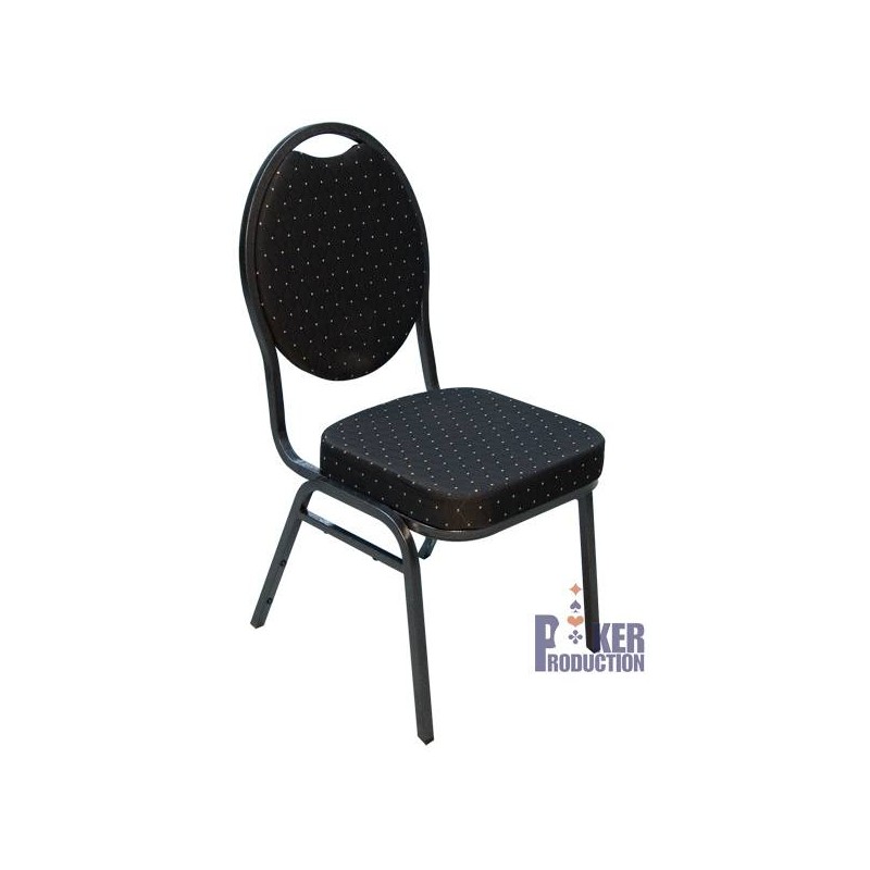 "CARDROOM BLACK" Poker Table Chair - Metal Frame - Dense Foam - Easy to Stack