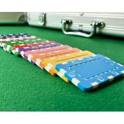 Placa de poker "DICE CINZA" - em plástico ABS - 75 mm x 45 mm