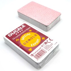 Jeu de RAMI Ducale "SPECIAL CERCLE" Extrafines ROUGE - Jeu de 54 cartes cartonnées plastifiées – format bridge