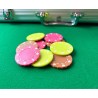 Jetons de poker "SUITED FUSHIA" - en ABS avec insert métallique – rouleau de 25 jetons  – 11,5 g