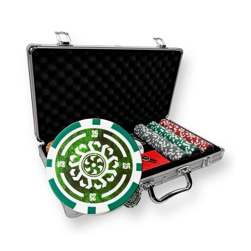 Mallette de 300 jetons de poker "CELTIK" - version TOURNOI - en ABS insert métallique 12 g - avec accessoires