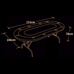 Mesa de poker dobrável "PALM LEAF" - com pernas dobráveis - tapete do casino - 10 jogadores.