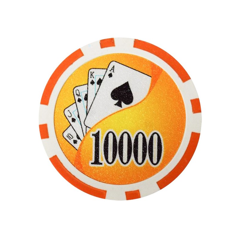 "YING YANG 10000 ORANGE" poker chips - made of ABS with metal insert - roll of 25 chips - 11.5g.