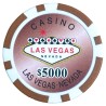 Poker chips "WELCOME LAS VEGAS 5000 BROWN" - made of ABS with metal insert - roll of 25 chips - 11.5 g