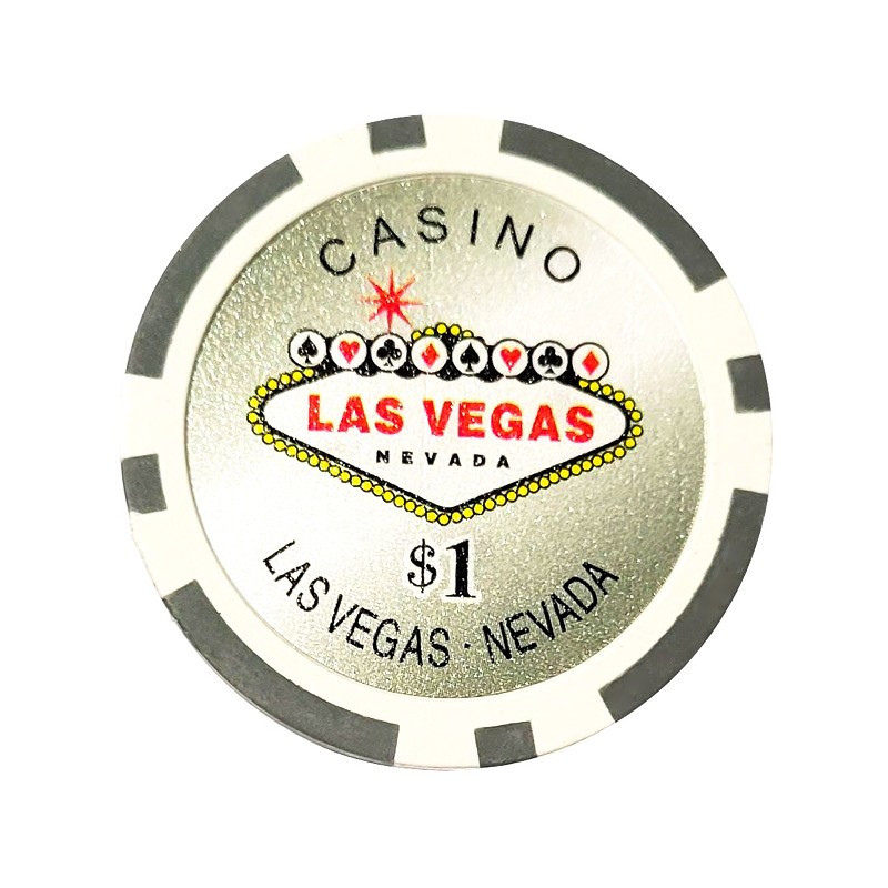 Fichas de póker "BIENVENIDOS LAS VEGAS 1" - en ABS con inserto metálico - rollo de 25 fichas - 11,5 g