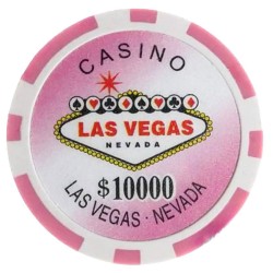 Fichas de pôquer "WELCOME LAS VEGAS 10000" - em ABS com inserção de metal - rolo de 25 fichas - 11,5 g