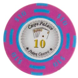 Pokerchip "CHIPS PALACE 10" - i lera komposit med metallinlägg - 14g - säljs styckvis.