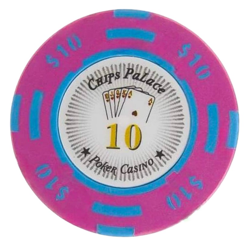 Poker chip "CHIPS PALACE 10" - in clay composite with metal insert - 14g - sold individually