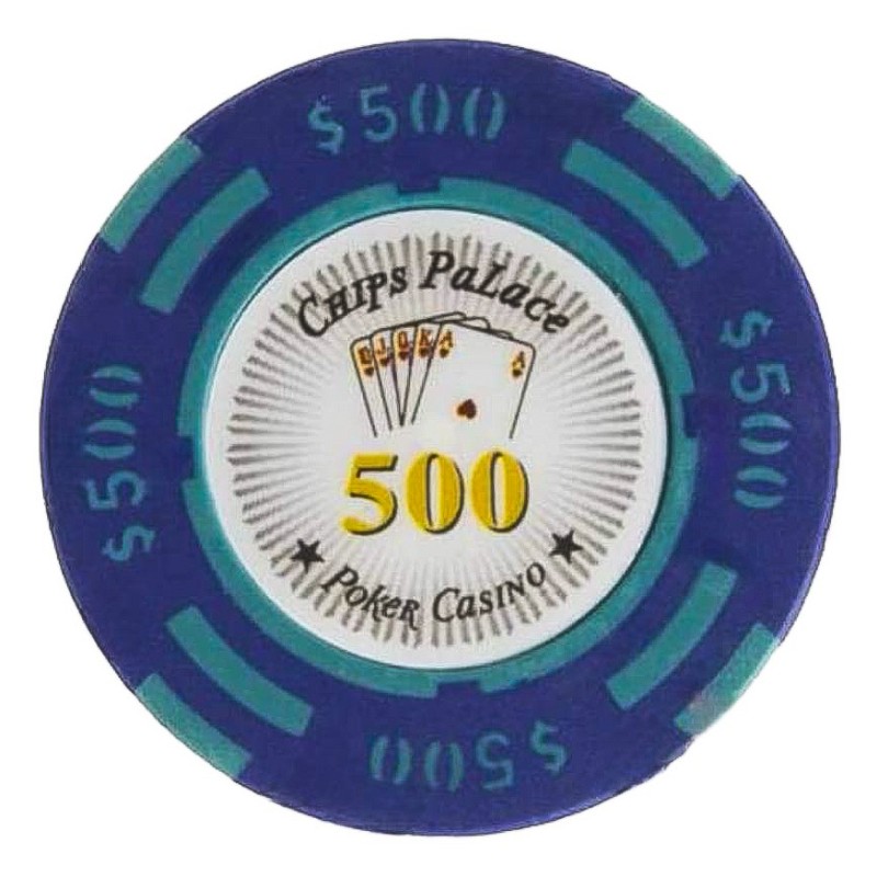 Pokermarker "CHIPS PALACE 500" - i lermaterial med metallinsats - 14g - säljs styckvis