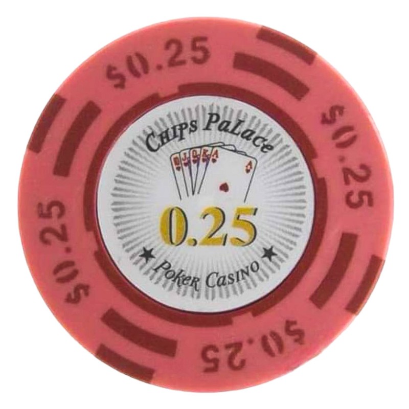 Ficha de poker "CHIPS PALACE 0.25" - em compósito de argila com inserção de metal - 14g - à venda individualmente.