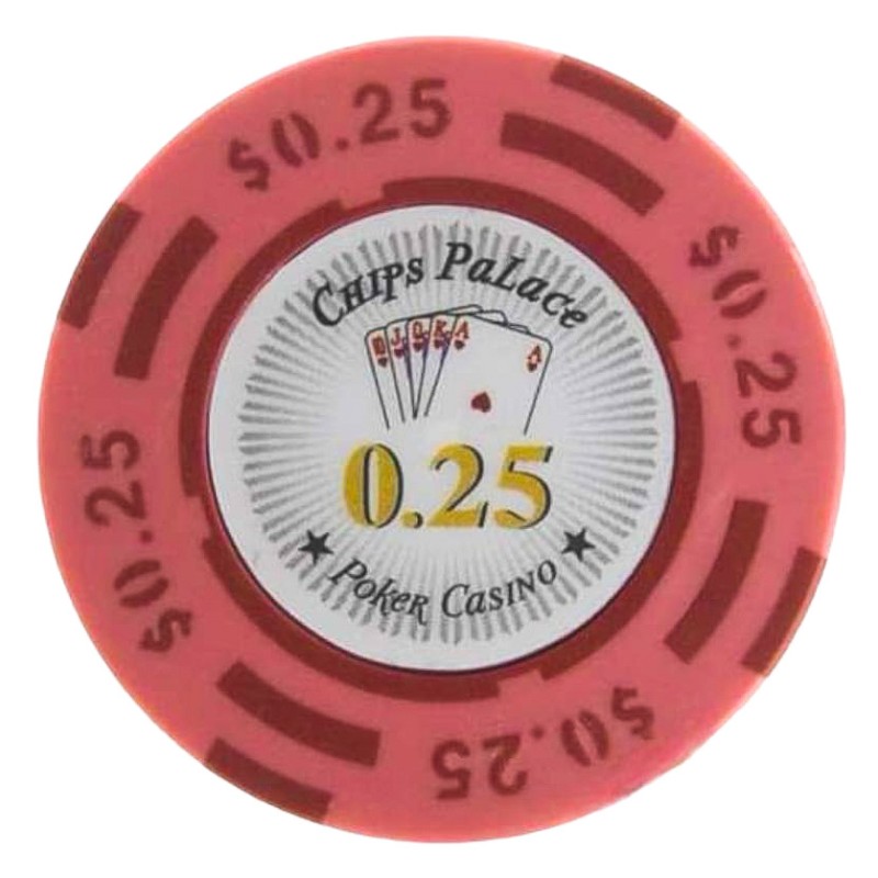 Poker chip "CHIPS PALACE 0.25" - in clay composite with metal insert - 14g - sold individually
