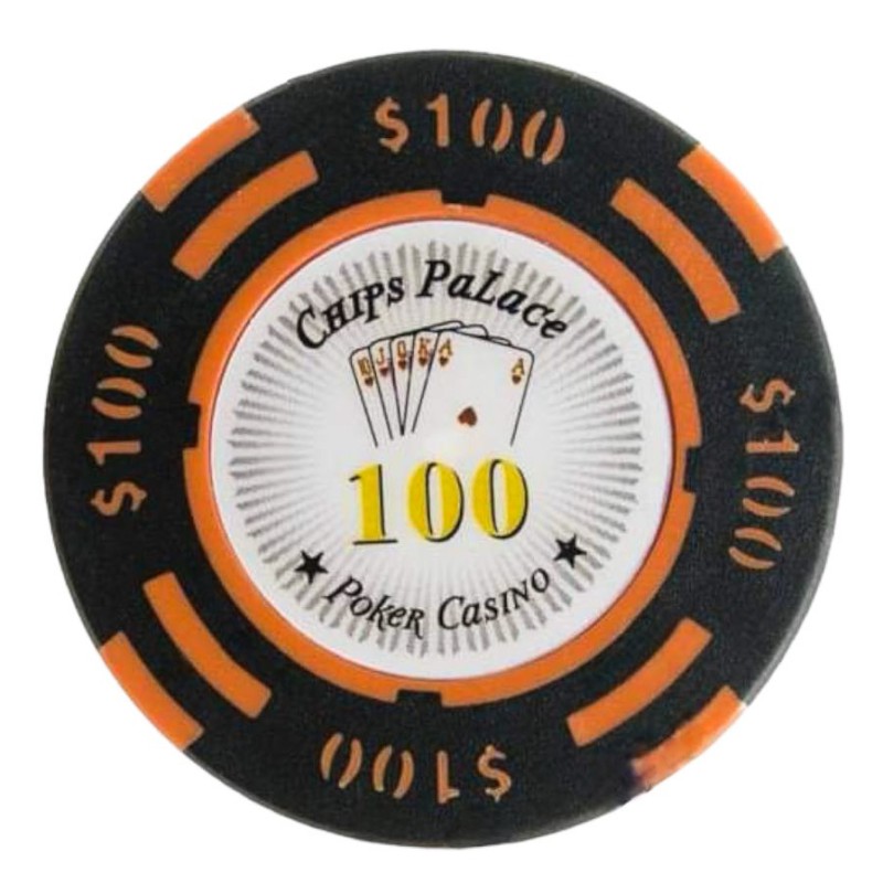 Poker chip "CHIPS PALACE 100" - made of clay composite with metal insert - 14g - sold individually.