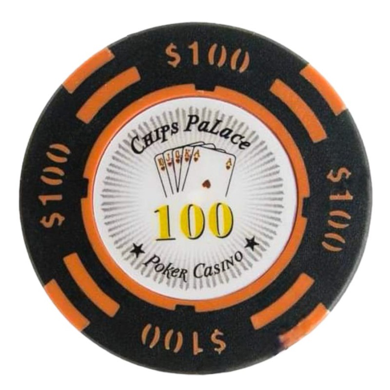 Pokermarker "CHIPS PALACE 100" - i lera-komposit med metallinlägg - 14g - till salu styckvis