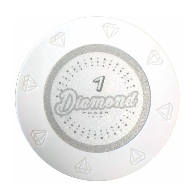 Ficha de póker "DIAMOND 1" - 14g - de composite de arcilla con inserción de metal - disponible para la venta individualmente.