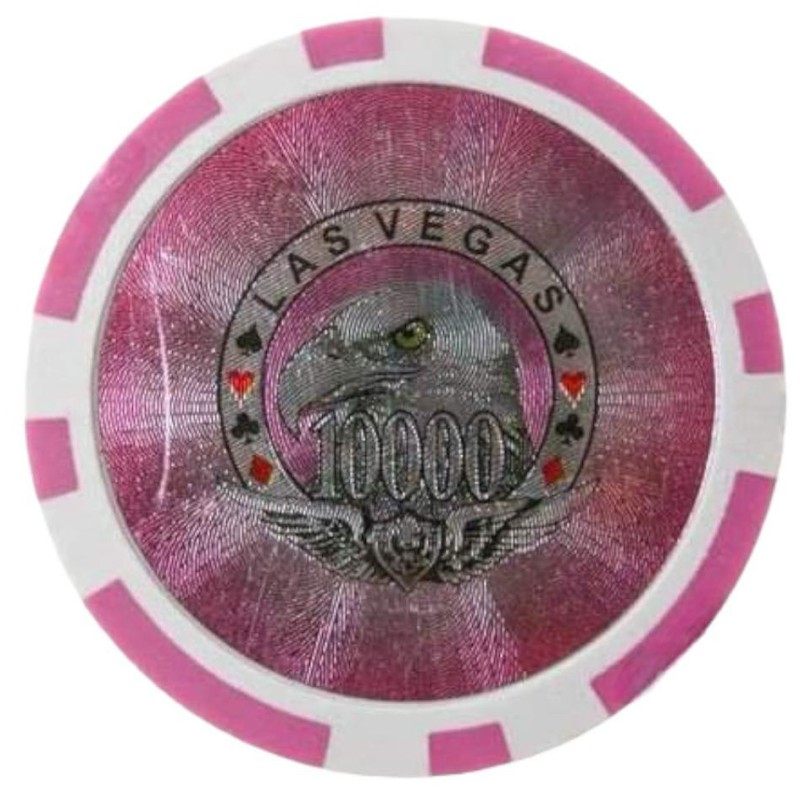 Fiches da poker "LASER EAGLE 1000 PINK" - in ABS con inserto metallico - rotolo da 25 fiches - 11,5 g