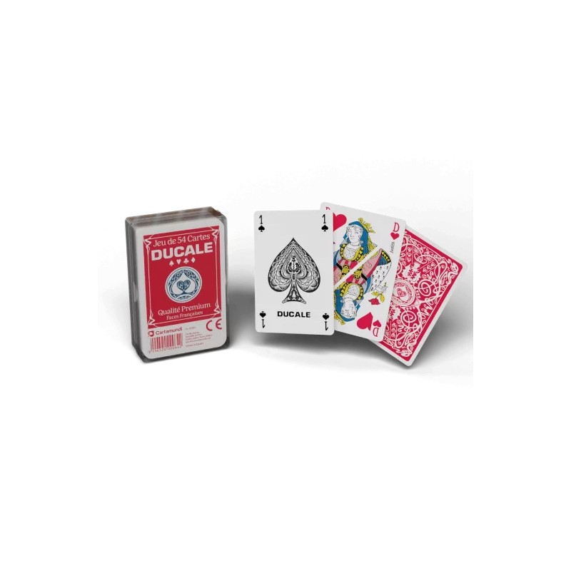 copy of Modiano "CRISTALLO RED" - 55 cards deck 100% plastic - poker size - 4 jumbo indexes.