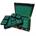 Coffret de rangement "4 SYMBOLS" en bois pour 500 jetons de poker – plateau amovible - Fond bois