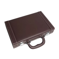 Mallette de rangement "LEATHER 200" pour 300 jetons de poker – simili cuir - intérieur bois