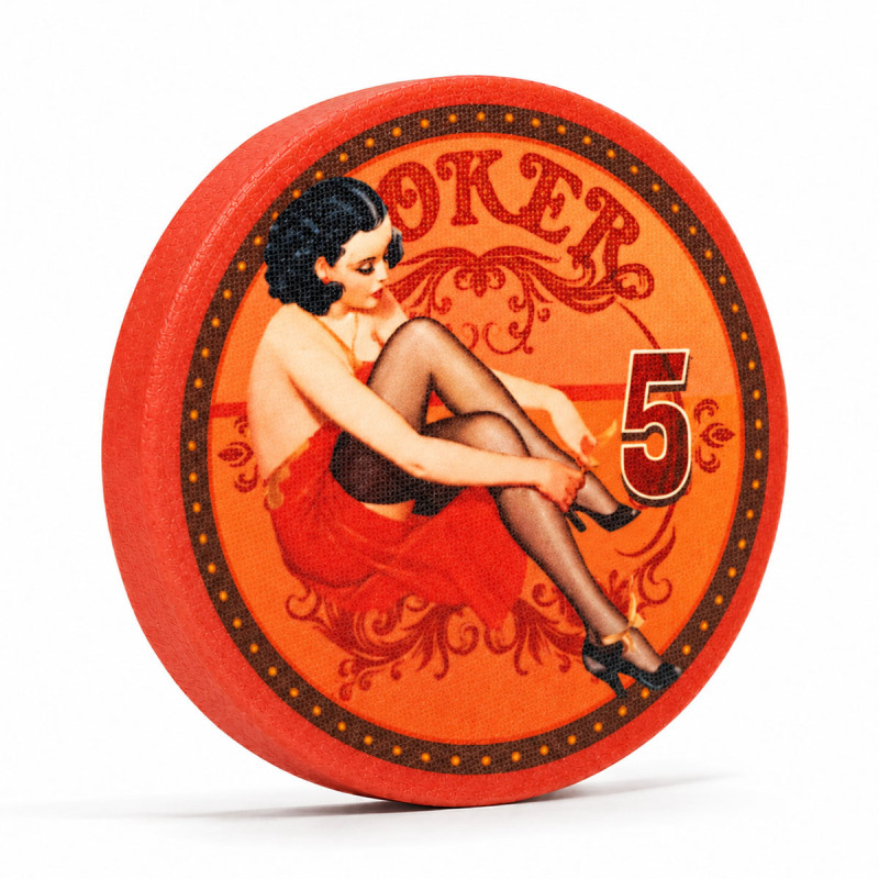 Ficha de pôquer "60's BEAUTY 5" - 12g - 43mm - em cerâmica - à venda unitário