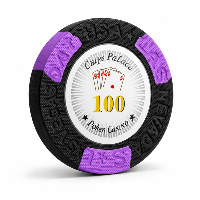 Poker chip "LAS VEGAS 100" - in clay composite with metal insert - 14g - sold individually