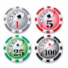 Pokerchippsväska "YING YANG" med 300 chips - i ABS-plast, med metallinlägg - levereras med 2 kortlekar och tillbehör.