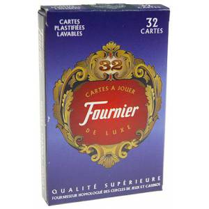 Fournier 32 cartes de luxe- Jeu de 32 cartes cartonnées plastifiées – format bridge – index standards