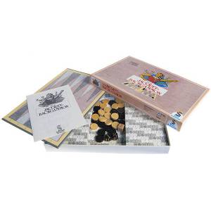 Backgammon Jacquet - tabuleiro de cartão de 44x36cm - peças de madeira