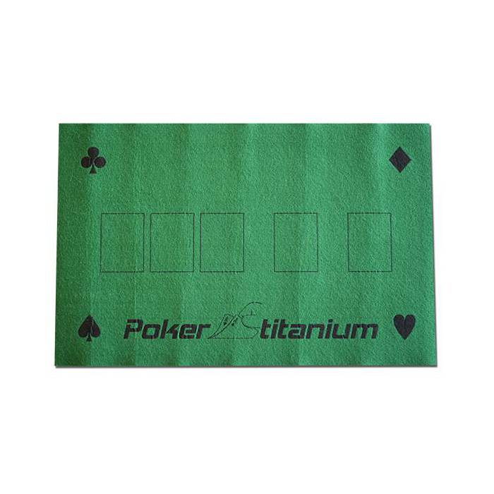 Tapis de Poker TITANIUM en feutre vert – 40x60 cm – avec emplacements pour le flop