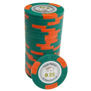 Pokerfiche "LAS VEGAS 0.25" - van klei-composiet met metalen inleg - 14g - te koop per stuk