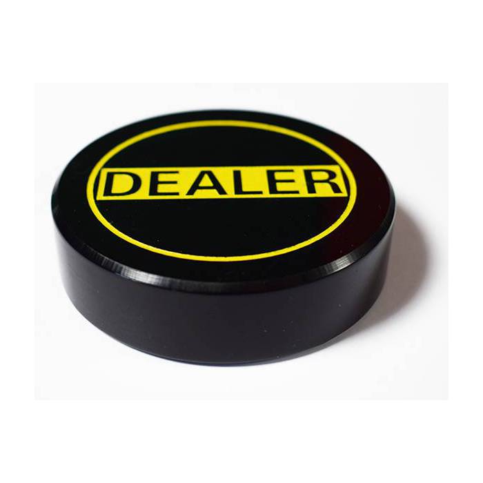 Bouton Dealer Noir et Jaune – 73x19mm – en acrylique