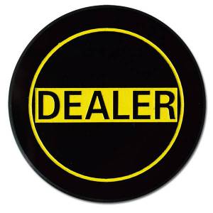 "BLACK AND YELLOW" Dealer Button - 73x19mm - made of acrylic