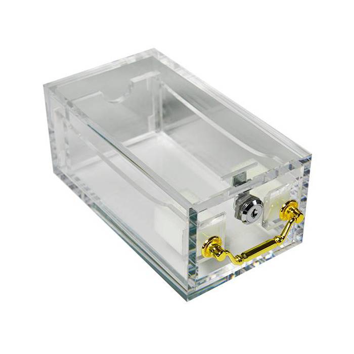 Porte cartes Acrylique 8 jeux – poignée métal – fermeture à clé