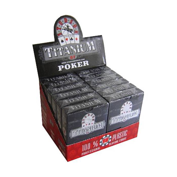 Cartouche Titanium Studson – 12 jeux de 54 cartes 100% plastique – format poker –  index spéciaux