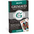 Grimaud Expert Belote - jeu de 32 cartes cartonnées plastifiées - format bridge – 4 index standards