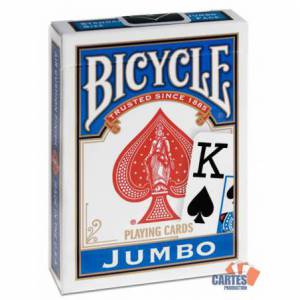 Bicycle "RIDER BACK" Jumbo – jeu de 56 cartes toilées plastifiées – format poker – 2 Index jumbo