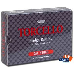 Coffret Dal Negro TORCELLO – 2 jeux de cartes 100% plastique – format poker – 4 index standards – coffret pvc