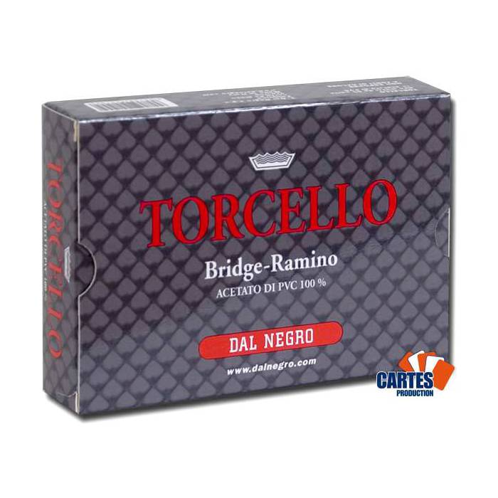 Coffret Dal Negro TORCELLO – 2 jeux de cartes 100% plastique – format poker – 4 index standards – coffret pvc